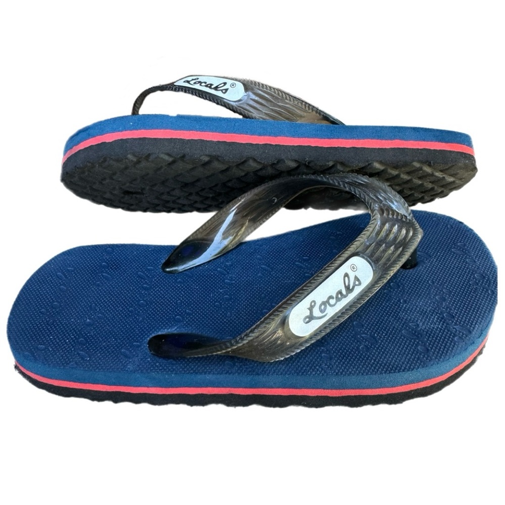 Locals Kids Flip Flops Size 4 Blue Orange Beach Sandals Toddler